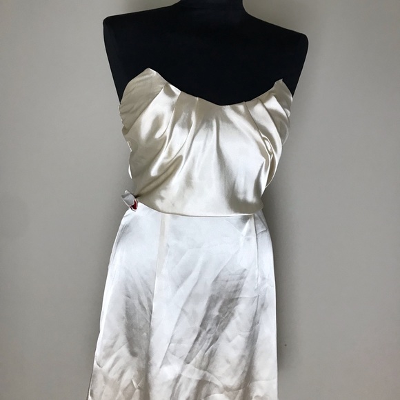 ASOS Champagne Strapless Satin Dress NWT - Picture 3 of 10